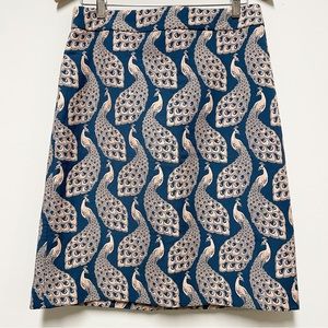 Ann Taylor Peacock Jacquard Skirt A Line Size 10 Medium Cotton Stretch
